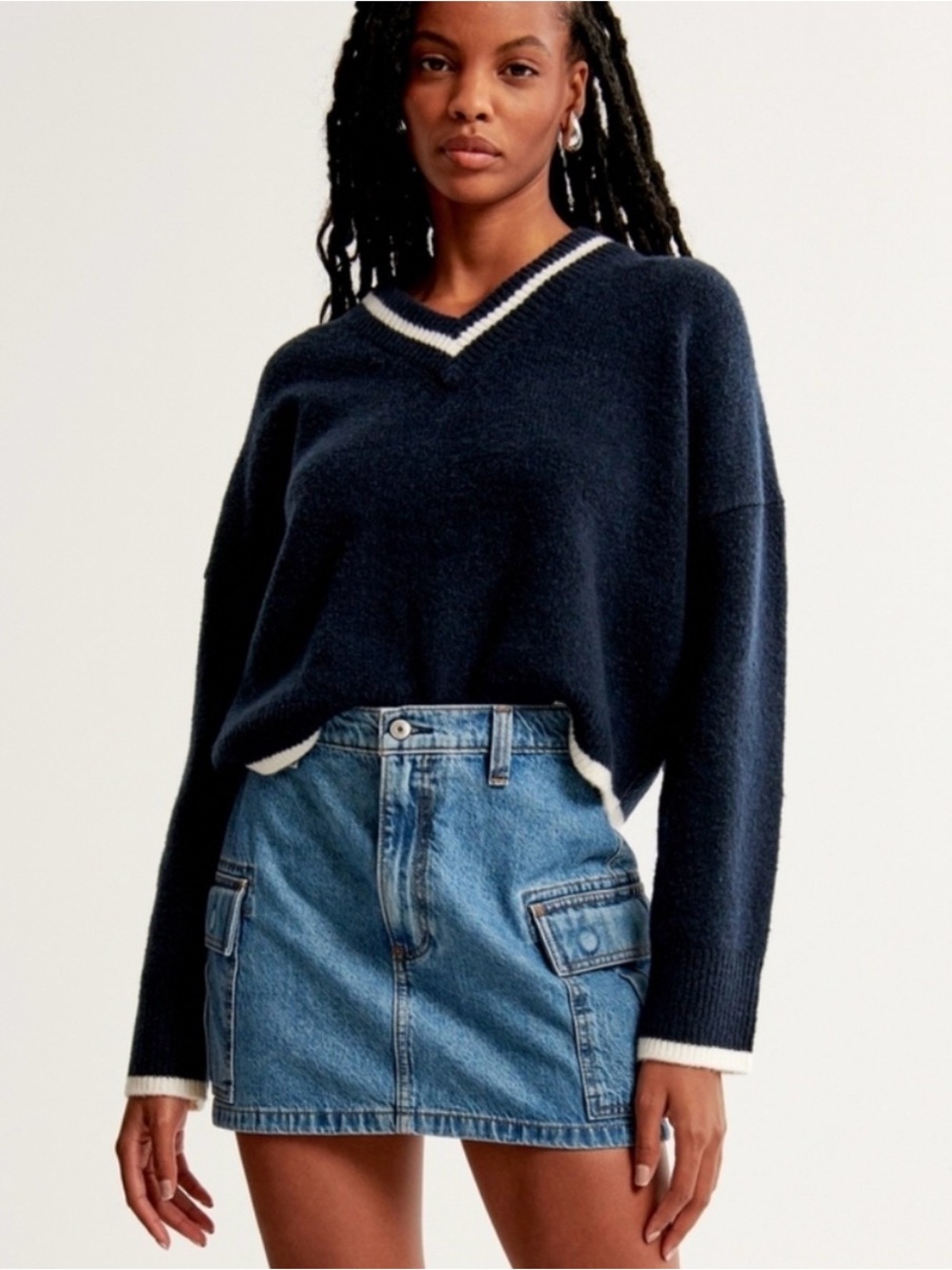Abercrombie & Fitch Navy Contrast Trim Sweater